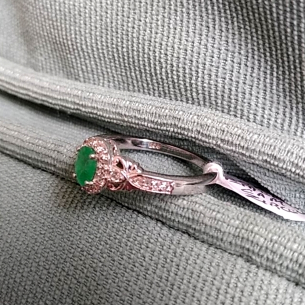 SOLD🌱 SOCOTO EMERALD AND CAMBODIAN ZIRCON RING 🌱 - Picture 2 of 5